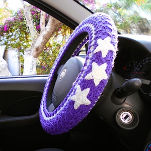 Purple Steering wheel cover Seat belt cover Car wheel cover Car accessories for teens image 3