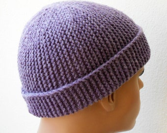 Fisherman beanie Docker hat Mens knit hat Light Purple alpaca hat Trawler beanie Christmas gift for husband