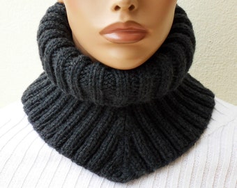 Knit neck gaiter Mens neck warmer Crochet alpaca snood