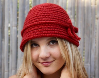 Burnt orange beanie Crochet bucket hat Boho winter hat Ladies beanie