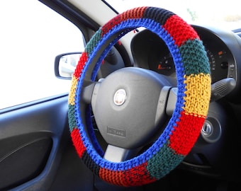 Steering wheel cover Car guy gift Car accessories for teens Colorful car decor Crochet steering wheel