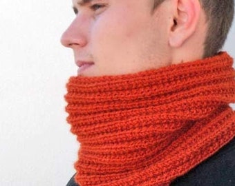 Wool scarf men Alpaca neck warmer Rust knit infinity scarf Wide chunky scarf Christmas gifts for him