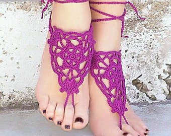 Lilac footless sandals Crochet lace barefoot sandals Lace barefoot Nude barefoot Bottomless sandals Wedding barefoot Beach wedding