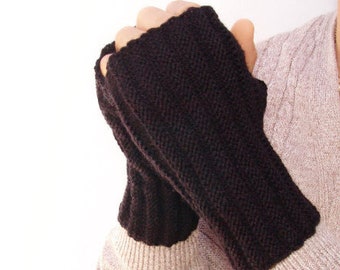 Driving gloves men Alpaca mittens Black knit gloves Half finger mens gloves