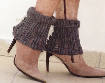 Shoe cover Boot socks Gray boot covers Crochet boot cuffs