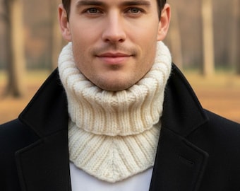 Turtleneck dickey Infinity Alpaca scarf Handknit wool neck gaiter