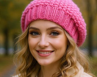 Knit beret for women Alpaca wool hat Mom Christmas gift
