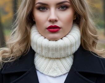 Neck gaiter for women and men Knit dickie collar Wool infinity scarf