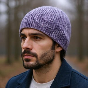 Fisherman beanie Docker hat Mens knit hat Light Purple alpaca hat Trawler beanie Christmas gift for husband