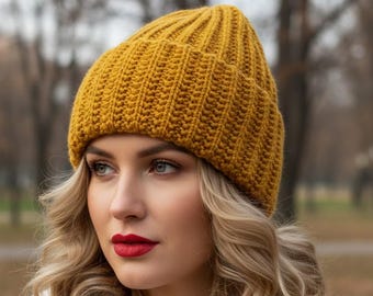 Long beanie Winter wool hat Slouchy beanie for Women and Men