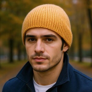 Mens knit hat Alpaca wool beanie Winter fisherman cap Warm ski beanie Cozy fitted hat Handmade gift for him Cold weather accessory