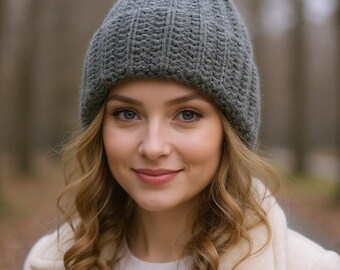 Slouchy beanie women Teen girl gift hat Hippie knit beanie Alpaca wool hat