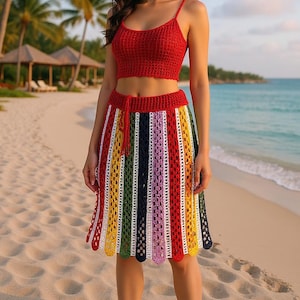 Colorful Lace Summer Skirt Pride Rainbow Rave Festival Gift for her