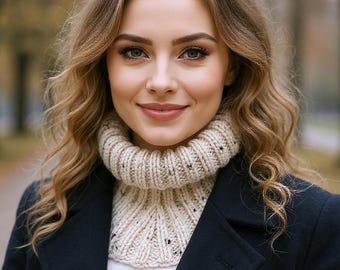 Dickie Collar – Cozy Knit Cowl Scarf, Speckled Neck Gaiter, Après Ski Gift for Her