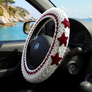 Steering wheel cover Red stars Car wheel cover Cardigan inspired car accessories