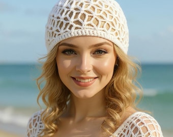Fitted hat Сrochet beanie Summer chemo hat