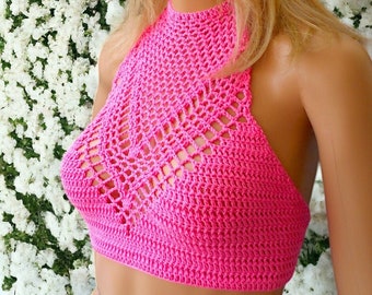 Crochet top Bustier top Crop top Adjustable top Flexible size