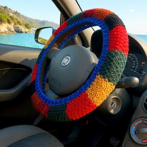Crochet steering wheel cover Car accessories Christmas gift Car lover gift Car wheel cover