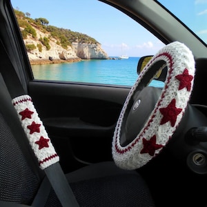 Car wheel cover cardigan inspired Steering wheel cover Seat belt cover Car decor for teens
