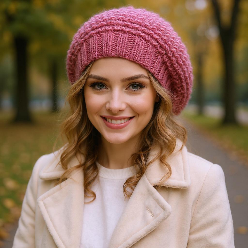 Dusty Rose Crochet Beret Boho Grannycore Cottagecore Pink Hat Dusty Rose Beret - Etsy main image 3