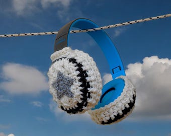 Crochet headphone covers Star headphone accessory Folklore cardigan inspired Teen girl gift