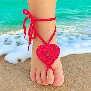 Hot Pink barefoot sandals Baby anklet Crochet sandals Kids barefoot Footless sandals