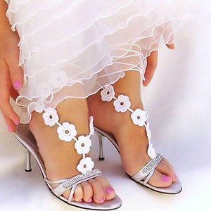 Ivory lace barefoot sandals Footless sandals footless sandals Bottomless sandals Wedding barefoot image 9