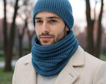 Mens Beanie Alpaca Hat Fisherman Beanie Knit Chemo Hat Sky Blue