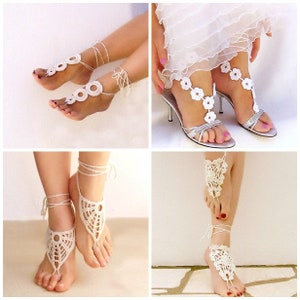 Beach sandals, Wedding sandals, footless sandals, crochet foot jewelry, bridal barefoot, bottomless sandals, Barefoot sandals, beach wedding shoes, foot fetish decor, summer footwear, crochet footwear, dance footwear, barefoot footwear