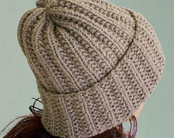 Oversize winter slouchy hat - Unisex handknit beanie