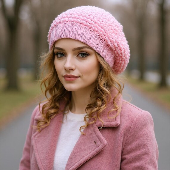 Buy Knit Beret Womens Oversized Hat Crochet Hat Beret for Women