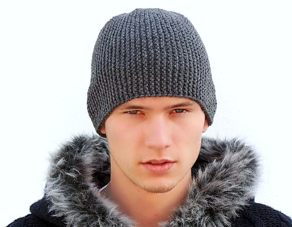 Dark Grey Warm Mens' Knitted Hat Teens hat Unisex | Etsy