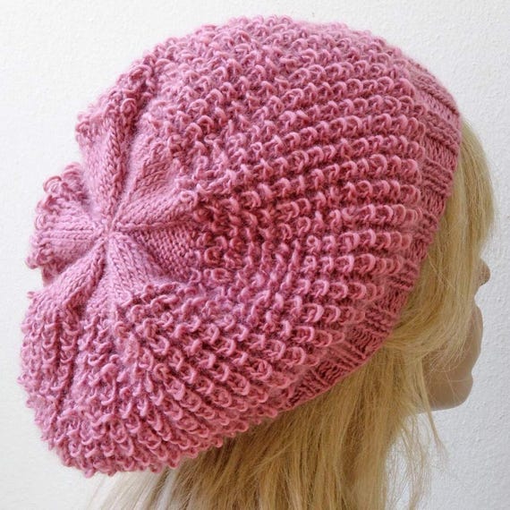 Pink oversized wool beret Oversized Round Fashion Braided Knitted Beret Hat Celebrity  main image 4