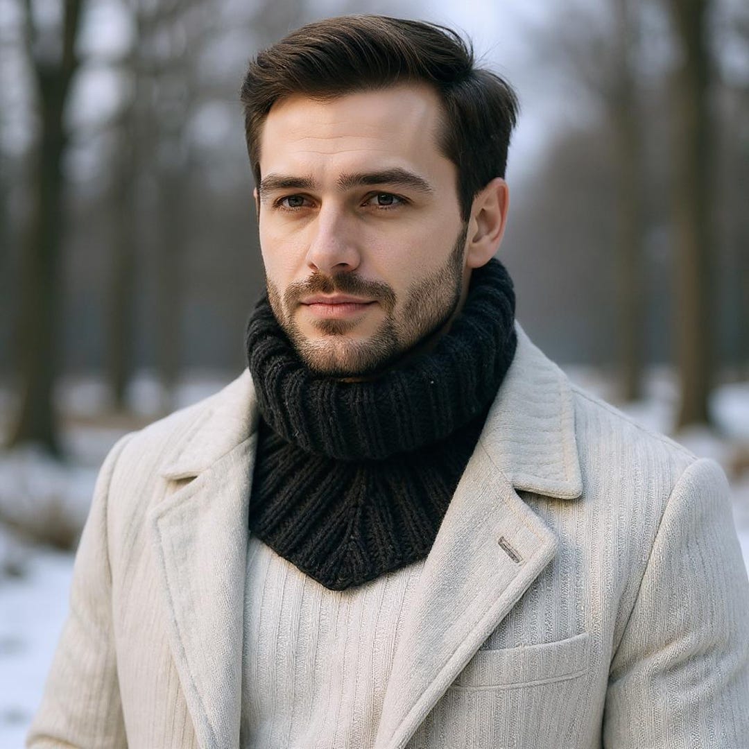 Knit Neck Gaiter Mens Neck Warmer Crochet Alpaca Snood - Etsy