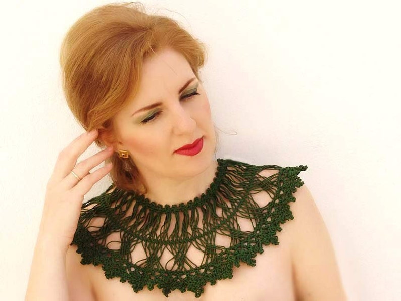 Removable wide crochet collar Cream lace collar Lace neck Etsy