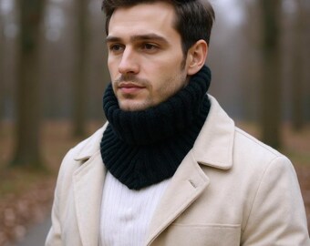 Turtleneck Dickey Gray Infinity Neck Warmer Alpaca Wool Scarf for