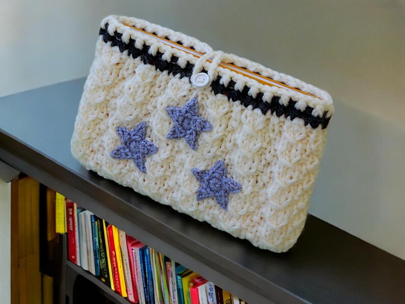 folklore merch, teen girl gifts, taylor swift, crochet book cover, book lover gift, handmade book wrap, cute book pouch, booktok, taylor swiftie merch, taylorswift, knit book sleeve, star book case, gifts for readers