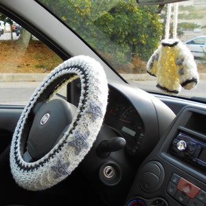 steering wheel cover, car wheel cover, car accessories, for teens, crochet wheel cover, cardigan inspired, seat belt cover, car guy gift, stearing wheel cover, star cardigan, car decor interior, folklore cardigan, Taylor Swift