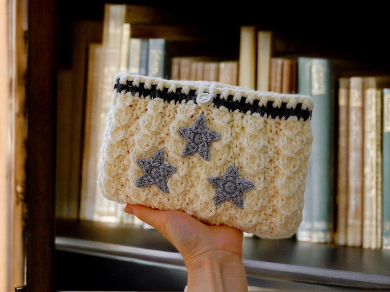 folklore merch, teen girl gifts, taylor swift, crochet book cover, book lover gift, handmade book wrap, cute book pouch, booktok, taylor swiftie merch, taylorswift, knit book sleeve, star book case, gifts for readers
