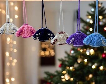 Christmas charm Folklore cardigan Hanging ornament Handmade crochet Mini cardigan charm