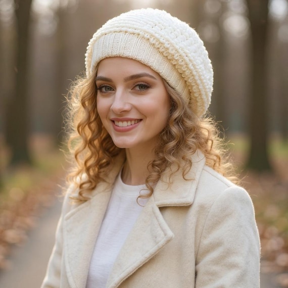 Buy Knit Beret Womens Oversized Hat Crochet Hat Beret for Women