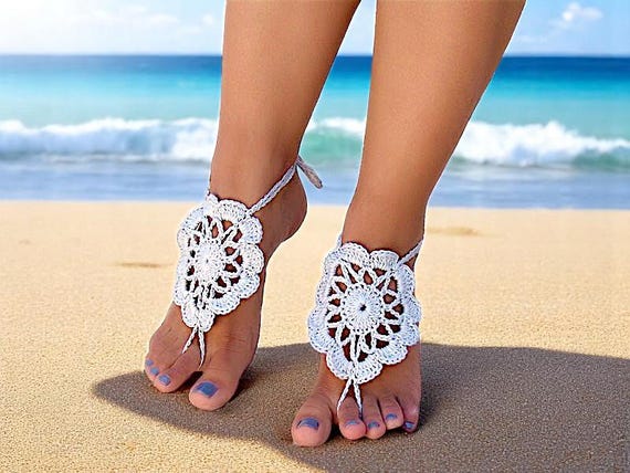 Flower lace barefoot sandals Crochet foot jewelry Footless sandals