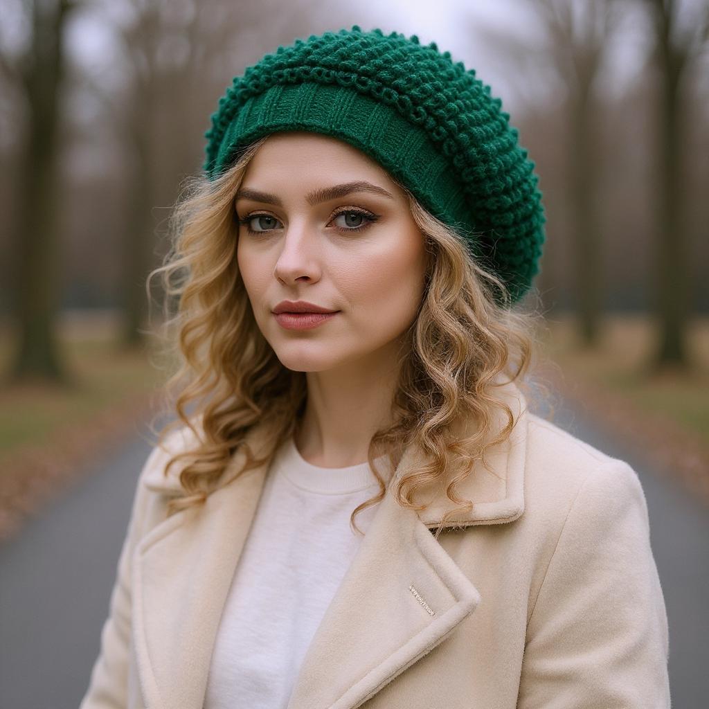 Handmade Alpaca Knit Beret – Dark Chocolate Brown Winter Hat  display picture 2