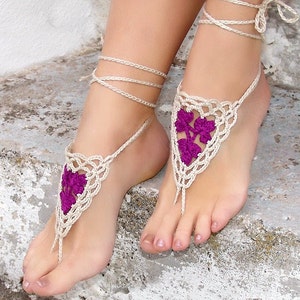 Footless sandals Lace foot jewelry White Blue barefoot sandals Boho barefoot Wedding barefoot Crochet foot jewelry Foot fetish jewelry image 5