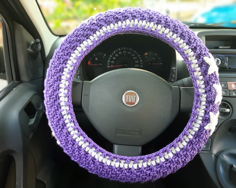 Purple Steering wheel cover Seat belt cover Car wheel cover Car accessories for teens image 7