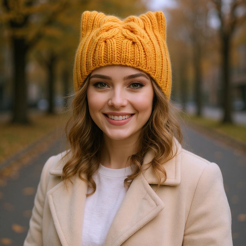 Cat Ear Beanie – Kitty or Fox Inspired Knit Hat, Kawaii Winter