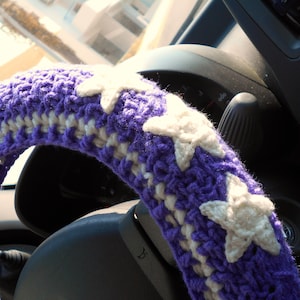 Purple Steering wheel cover Seat belt cover Car wheel cover Car accessories for teens image 9