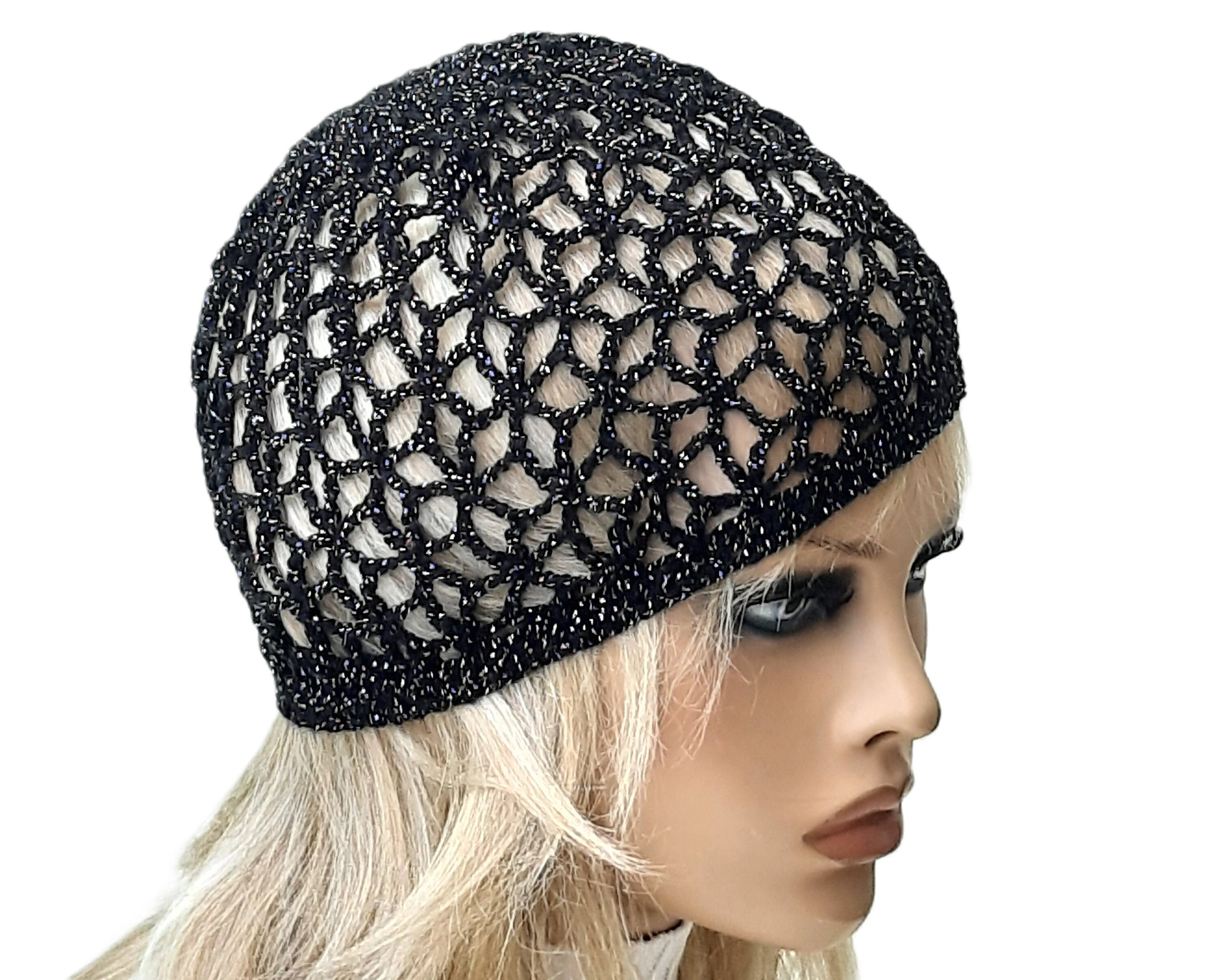 Sparkle Hat Summer Beanie Black Lace Hat Crochet Mesh Hat - Etsy Sparkle Hat Summer Beanie Black Lace Hat Crochet Mesh Hat - Etsy
