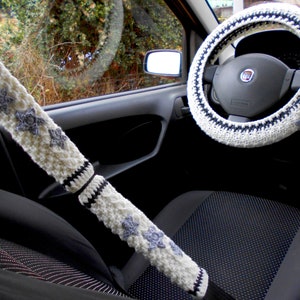 Car accessories Steering wheel cover Seat belt cover Star embroidered folklore inspired