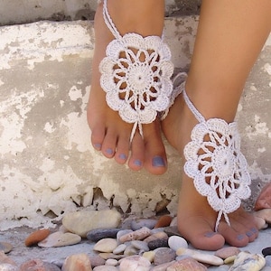 Flower lace barefoot sandals Crochet foot jewelry Footless sandals image 7